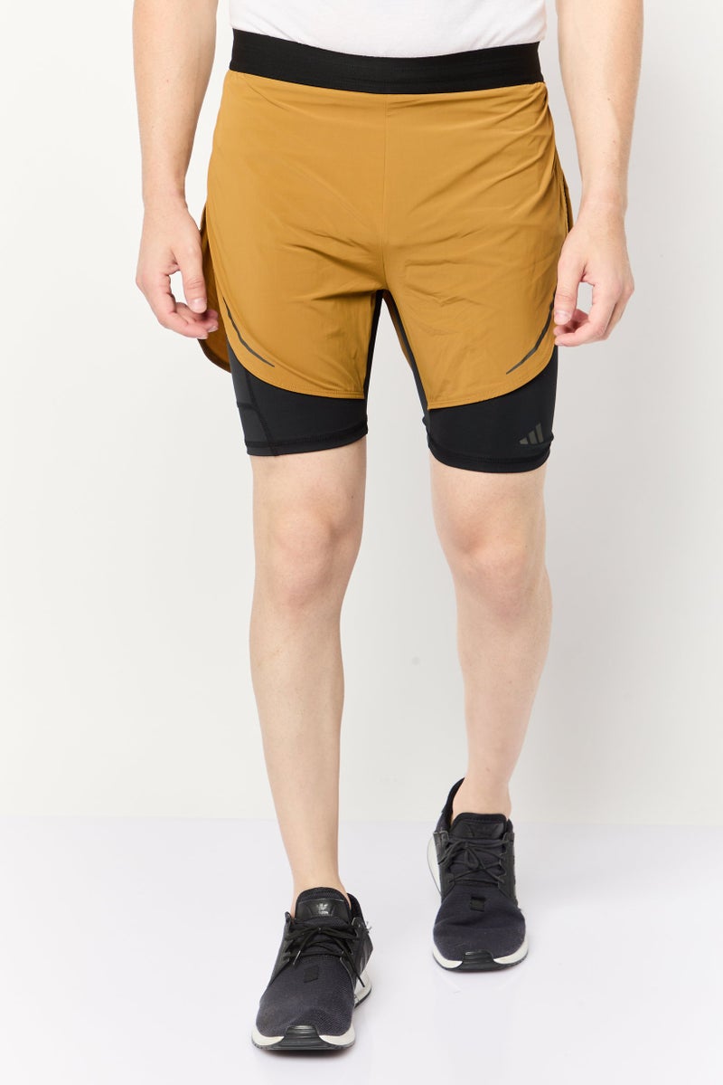 Adidas Men Slim Fit 5 Inseam 2 In 1 Training Shorts, Brown  - Image 1