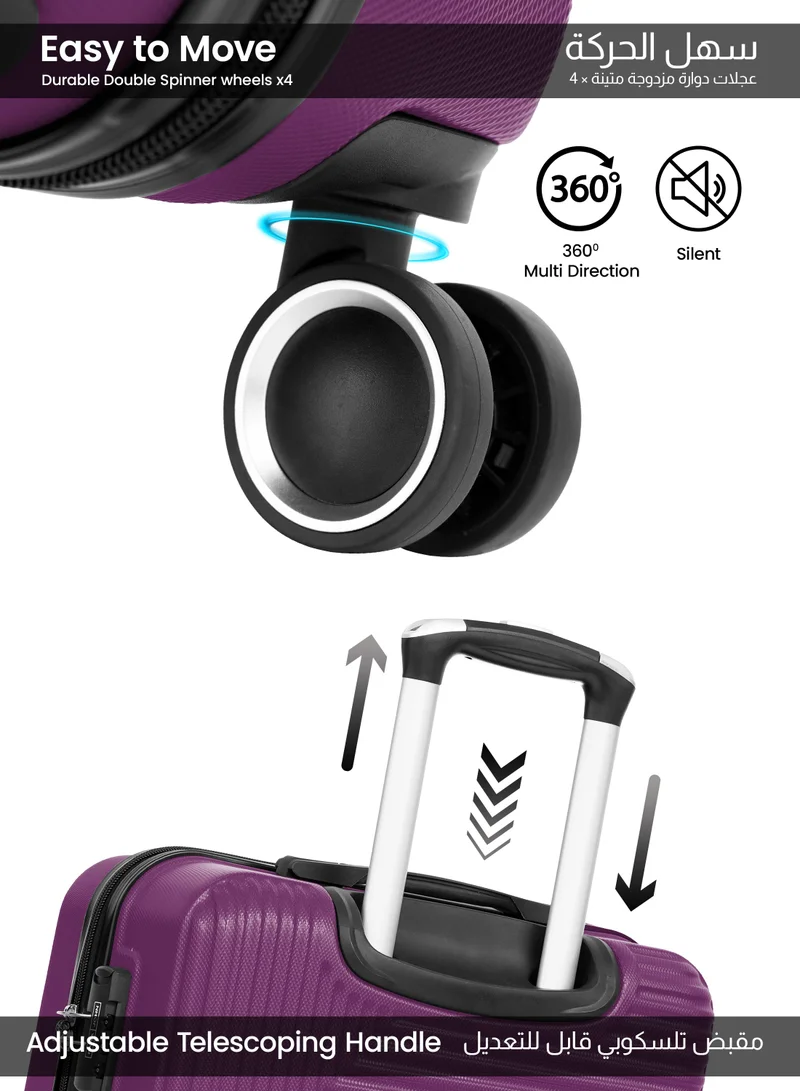Parajohn M (24 inch) Medium 24-Inch ABS Lightweight Hardshell Luggage Trolley | carrying 20kg 4-Wheel Spinner Suitcase Purple  | Best Price UAE
