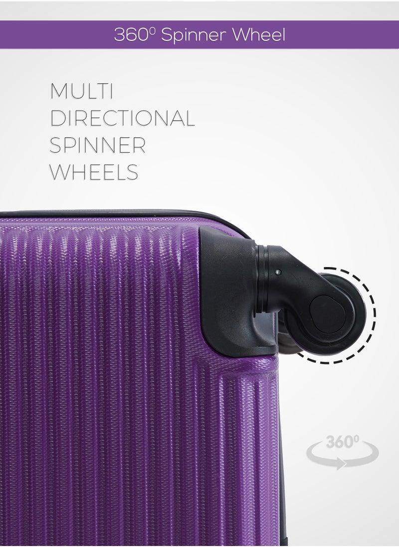 PARAJOHN - Neto ABS Hardside Spinner Check In Medium Luggage Trolley 24 Inch Purple - Image 1