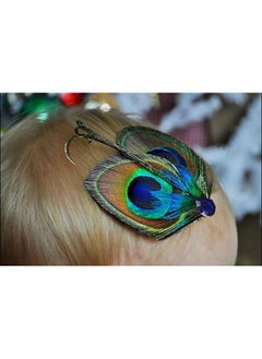 Fodattm Women Bohemian Peacock Feather Hair Clip Hair Pin Elegant Fascinator Wedding Dance Party Headdress Headwear Hair Accessory Sequined Showgirl Headpiece (Style 4)  - Image 2