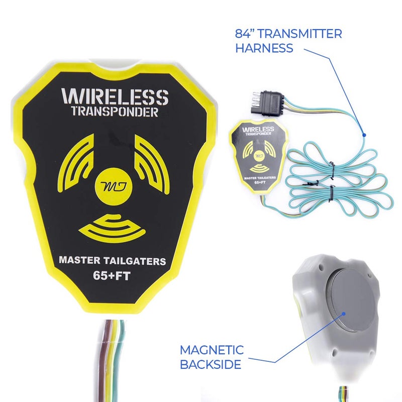 Master Tailgaters Wireless Trailer Tow Lights | Multi Functional Signal Lights | Sturdy Magnetic Mount | 65 Feet Range | 4 Pin Blade Connection | Safety Straps Included - Image 2