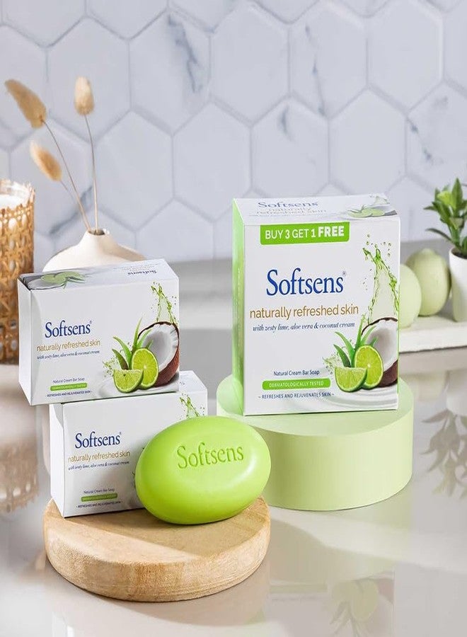 Softsens Natural Refreshed Skin Cream Bar Soap 1200g (100g each x 12) | Moisturizing Bath Soap with Aloe Vera, Cucumber & Coconut cream for Adults | Dermatologically Tested & Hypoallergenic | Paraben-Free - Image 4
