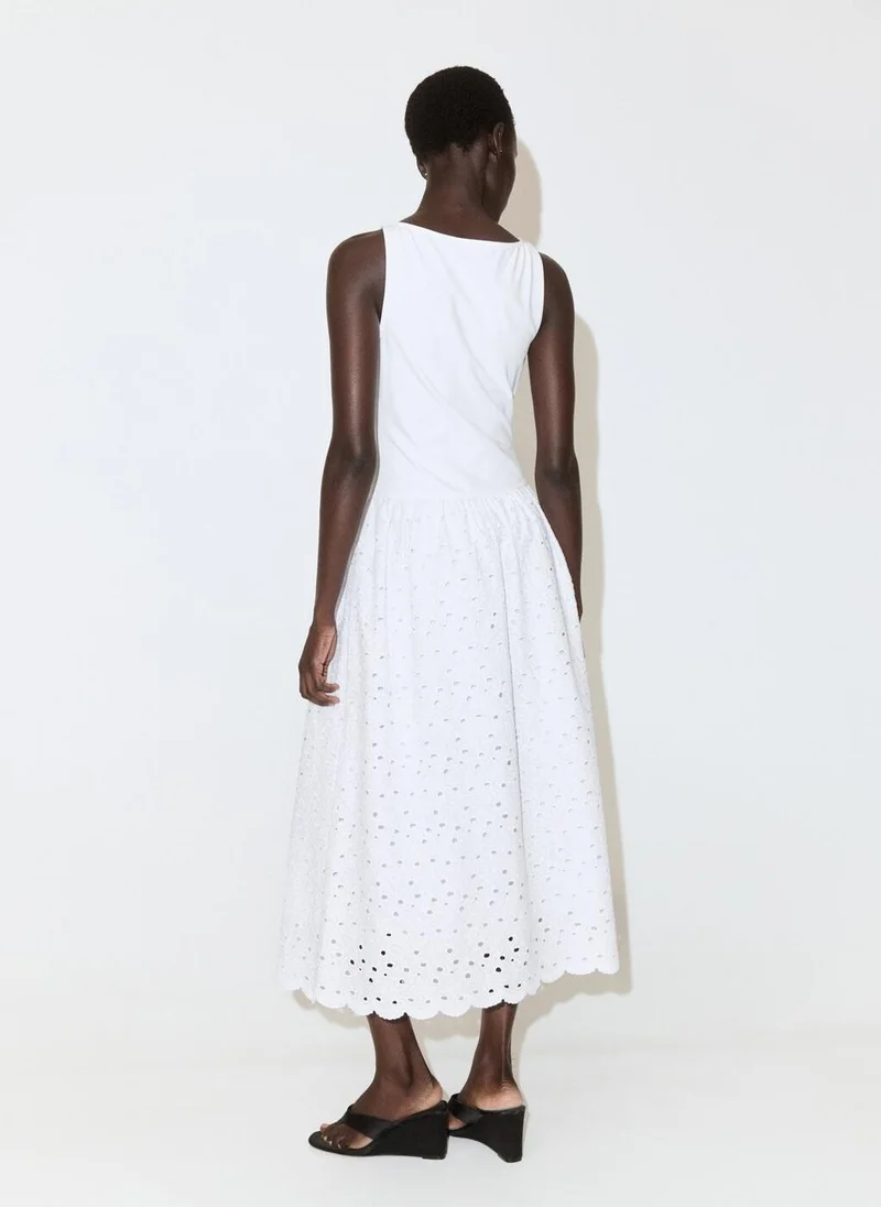 مانجو A-Line Dress With Broderie Anglaise Embroidery