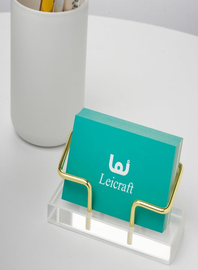 حامل بطاقات أعمال من Leicraft للمكتب، منظمات بطاقات عصرية وإكسسوارات مكتبية للرجال والنساء (أكريليك ذهبي) - Image 3