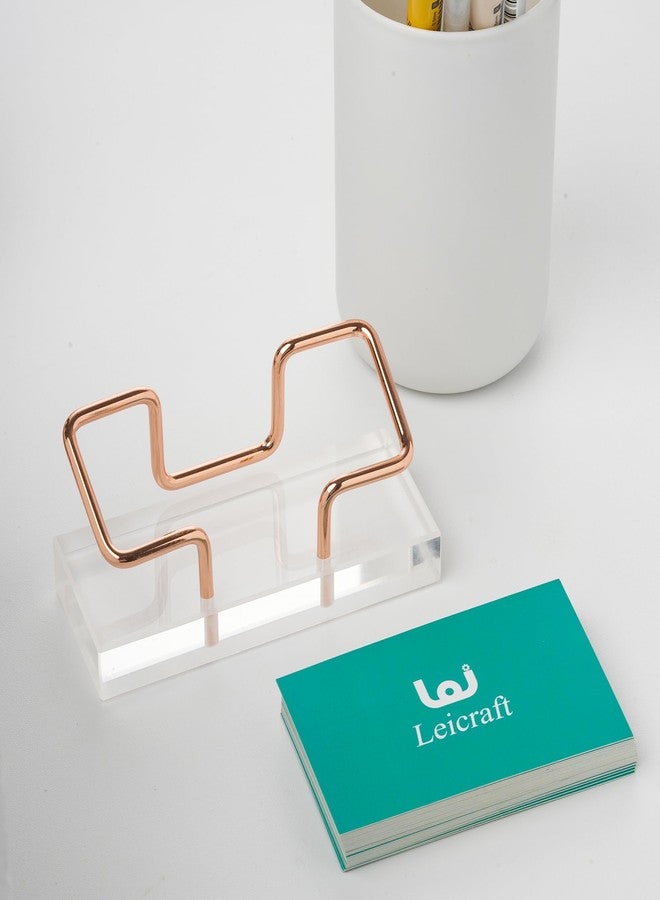 حامل بطاقات أعمال من Leicraft للمكتب، منظمات بطاقات عصرية وإكسسوارات مكتبية للرجال والنساء (أكريليك ذهبي) - Image 5
