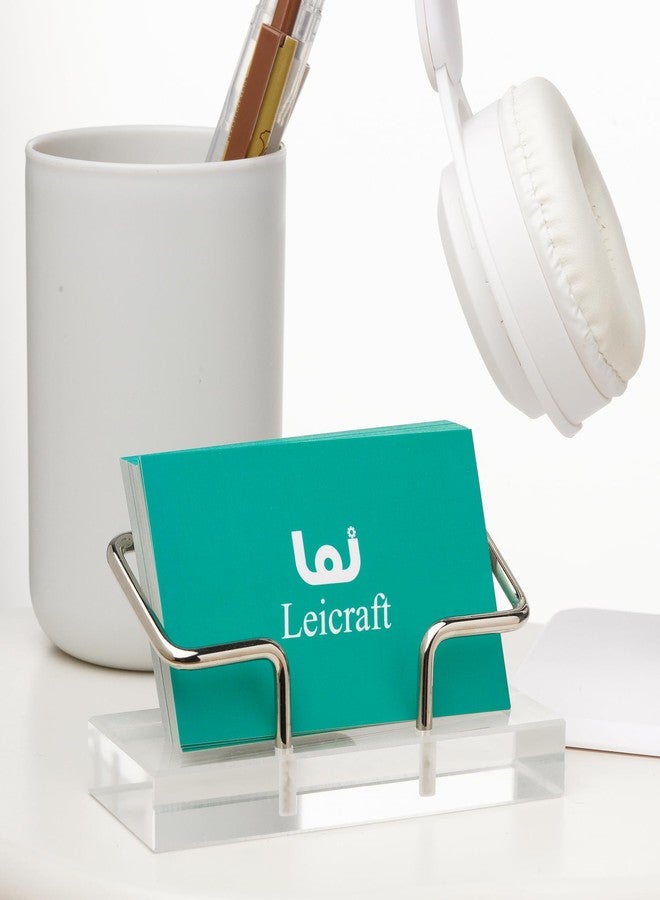 حامل بطاقات أعمال من Leicraft للمكتب، منظمات بطاقات عصرية وإكسسوارات مكتبية للرجال والنساء (أكريليك ذهبي) - Image 4