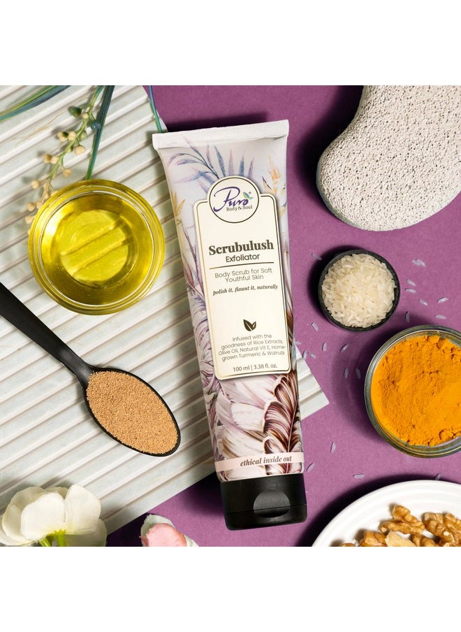 Puro Body & Soul - Puro Body & Soul Scrubulush Exfoliator Body Scrub for Supple Skin, 100g Tube, Exfoliates and Brightens Complexion - Image 1