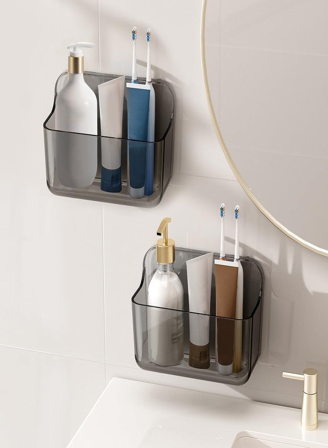 Diesisa 2pc Plastic Wall Mount Organizer, Adhesive Clear Cabinet Door Organizer,Acrylic Bathroom Shelves for Wall,No Drilling Hang Walls,with Self Adhesive Tape, for Bathroom, Kitchen, Living Room - Image 1