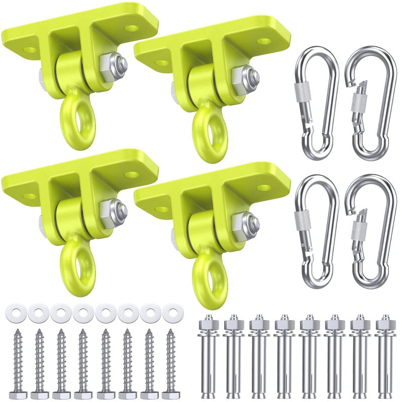 Highpro Heavy Duty Swing Hangers  5000 lbs Capacity Swing Set Brackets Silent Rotation Easy Installation for Swings Yoga Straps Punching Bags Hammocks  More  IndoorOutdoor Use  4 Pack 