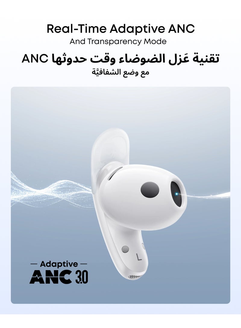 Soundcore Liberty Buds by Anker, Semi-In-Ear Design, Removable Ear Fins, Real-Time Adaptive Noise Cancelling, Fast Charging, Wireless Bluetooth Earbuds,Translation Earbuds, 30H Playtime White - Image 4