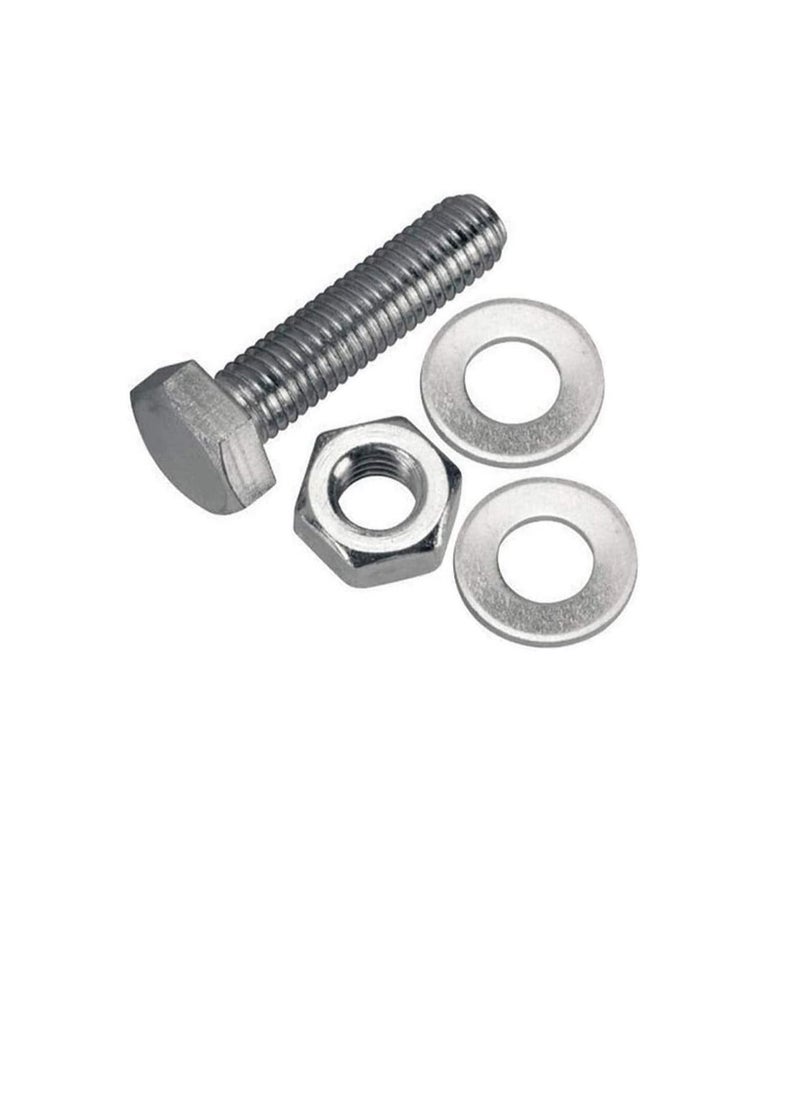 Generic 12 pcs Hex Head Screw Bolts Nuts & Washers Fully Thread GI Plain Finish Bolt Set. (10, 40MM)  - Image 2
