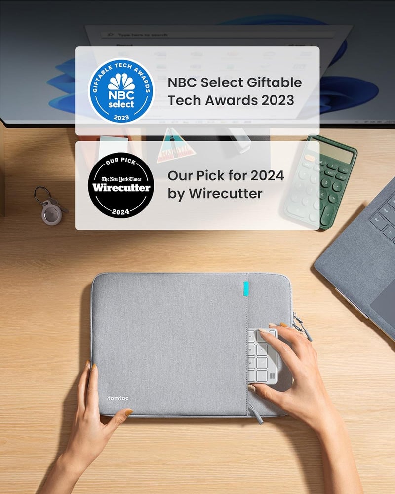 Tomtoc 360 Protective Laptop Sleeve for Microsoft Surface Book 2/1, Surface Laptop 3/2/1, Spill-Resistant Notebook Bag Case with Accessory Pocket - Image 2