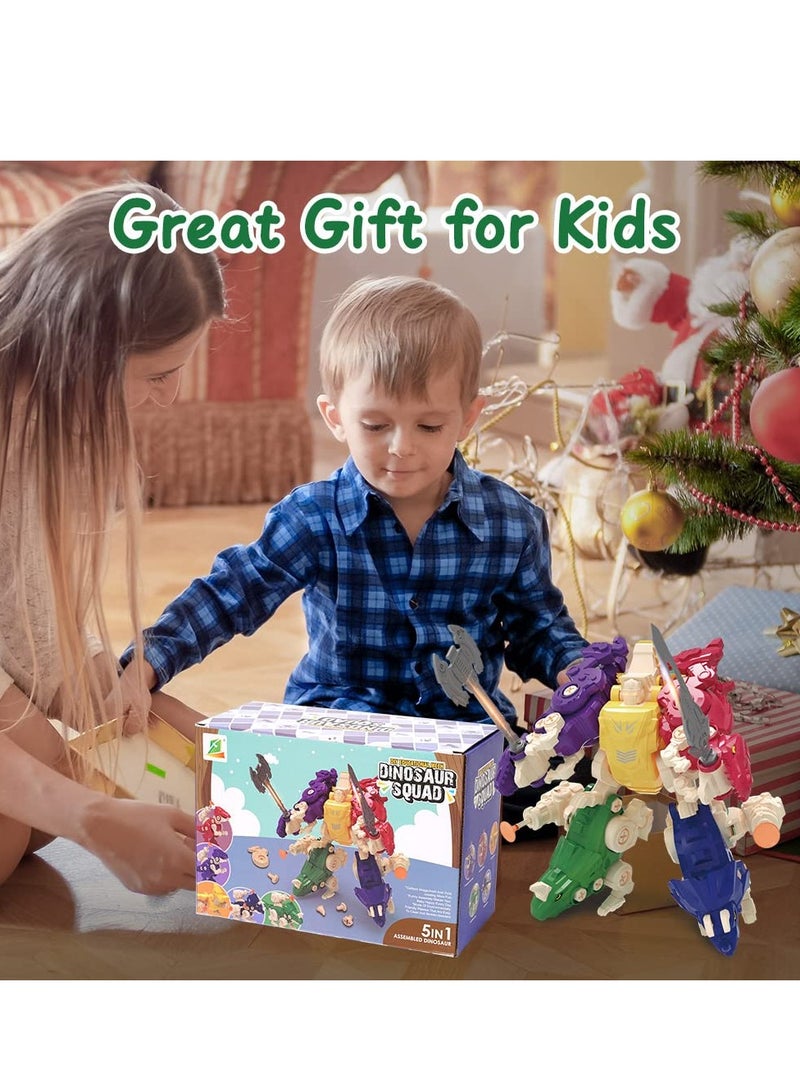 SYOSI ألعاب الديناصورات للأطفال، ألعاب الديناصورات المحولة 5 في 1 للأطفال الأولاد والبنات، مجموعة ألعاب تعليمية للأطفال الصغار من عمر 3 إلى 8 سنوات - Image 5
