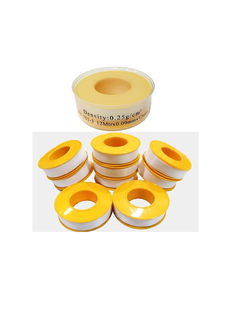 ROBUSTLINE - Robustline Thread Sealing Teflon Tape with 0.25g/cm2 Density, 0.9MM x 12MTR PTFE for Pipe Fittings and Fixing Water Leak (12 MTRS) (250) - Image 1