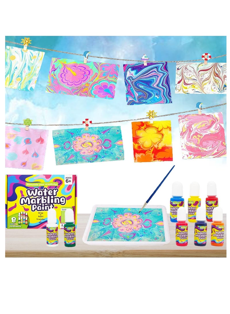 8 Colors Water Marbling Paint Art Kit for Kids - Image 3