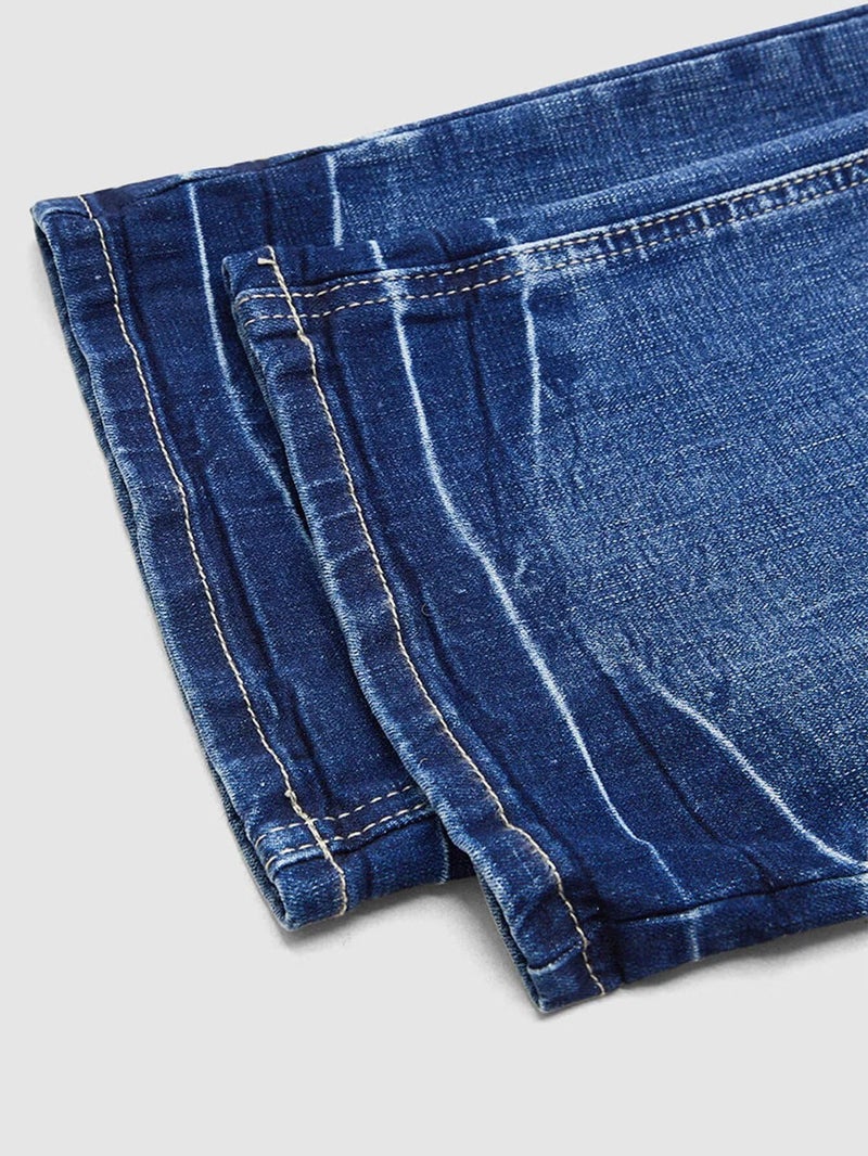Flamingals Straight Leg Boyfriend Jeans for Women Trendy Mid Rise Wash Stretchy Casual Baggy Jeans Mid Blue M - Image 5