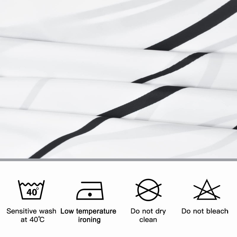 Punkray Black and White Striped Wavy Line Fabric Shower Curtain for Bathroom with 12 Hooks  Extra Long Shower Curtains for Bathroom 96 Inches Long  Weighted Hem Waterproof Bath Accessories - Image 5