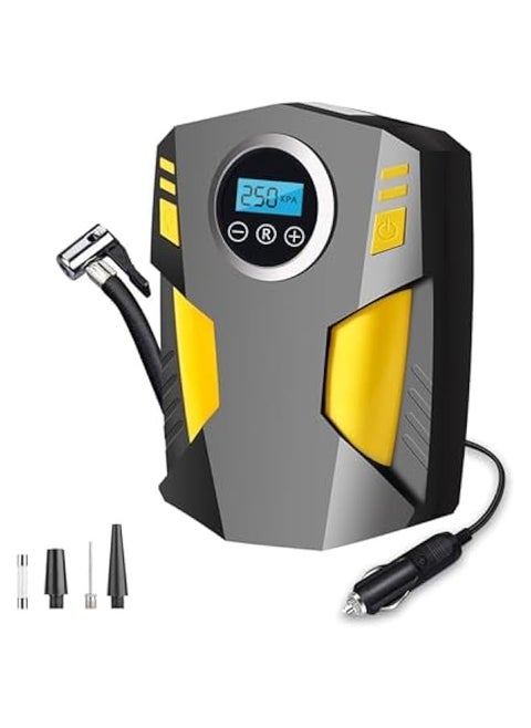 Digital Air Compressor,12V Automatic Tyre Inflator, Portable Pump Tire Inflator with 3 Nozzle Adaptors and Digital LED Light,Rapid Tyre Inflator for Car Tires and Other Inflatables