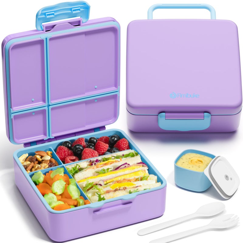 Fimibuke Bento Lunch Box for Kids Leak Proof Toddler Bento Box with 4 Compartments BPA Free Dishwasher Safe Lunch Container with Utensils Ideal Portion Sizes for Ages 312 Girls Boys for School