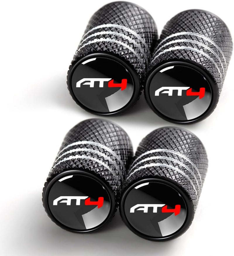 BFIVEANTE Tire Valve Stem Caps for GMC AT4 - 4 Pcs Black Metal Car Wheel Air Caps - Image 1