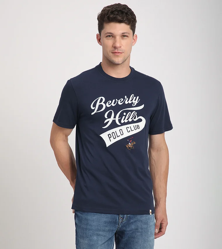 BEVERLY HILLS POLO CLUB Logo Embroidered Crew Neck T-Shirt
