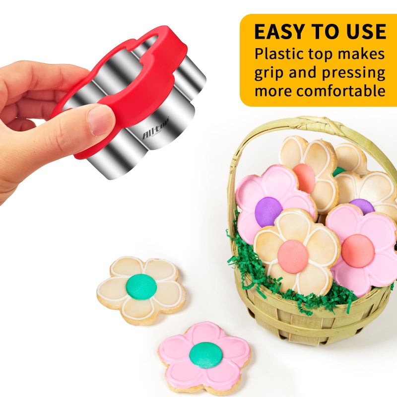 ALL-TOP ALLTOP Flower Cookie Cutter Set â€“ 4 Different Sizes of Scalloped Stainless Steel Biscuit Cutters for Baking, Donut, English Muffin, and More - Image 3