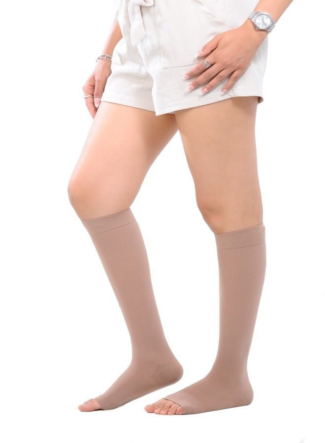 Varisocks Medical Compression Socks Below Knee – Beige – CCL 2 (22–34 mmHg) – Open Toe – Foot, Ankle & Calf Support – Sizes S–XXL – Unisex - Image 2