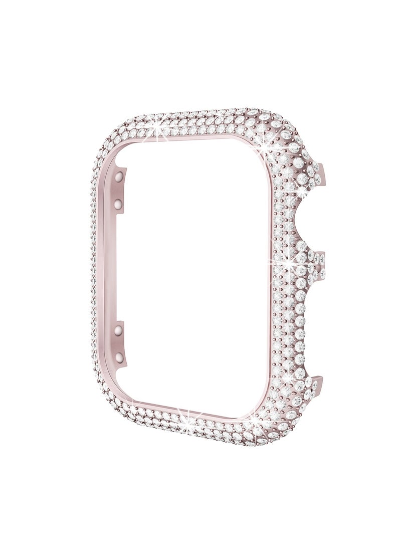 Rose Pink Full Diamond 44mm Suitable For Apple Watch Protective Case Hollow, Tpu Electroplating Anti-Fall - Image 1