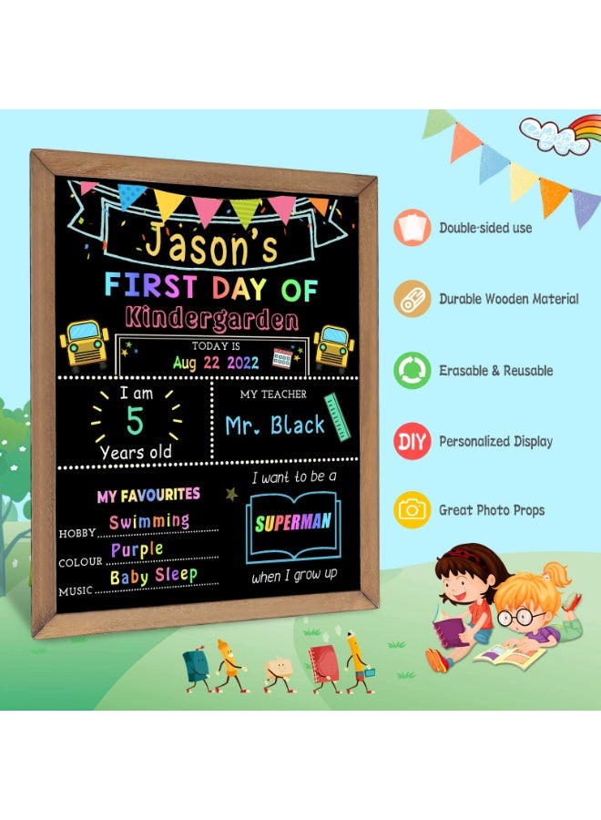 Chielor First Day and Last Day of School Chalkboard Sign, 10 x 11.8 Inch Double-Sided School Board, First Day Chalkboard of Preschool/Kindergarten/First Grade Photo Props - Image 2