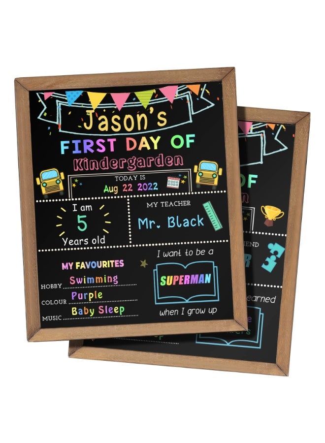 Chielor First Day and Last Day of School Chalkboard Sign, 10 x 11.8 Inch Double-Sided School Board, First Day Chalkboard of Preschool/Kindergarten/First Grade Photo Props - Image 1