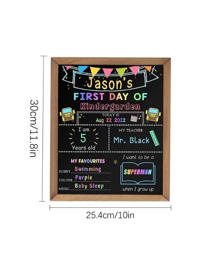 Chielor First Day and Last Day of School Chalkboard Sign, 10 x 11.8 Inch Double-Sided School Board, First Day Chalkboard of Preschool/Kindergarten/First Grade Photo Props - Image 3