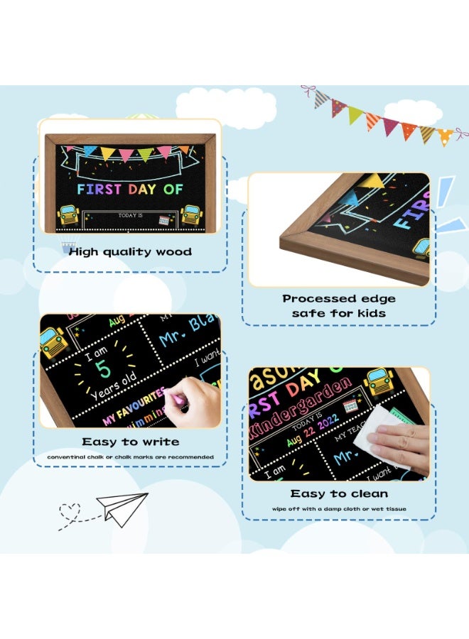 Chielor First Day and Last Day of School Chalkboard Sign, 10 x 11.8 Inch Double-Sided School Board, First Day Chalkboard of Preschool/Kindergarten/First Grade Photo Props - Image 4