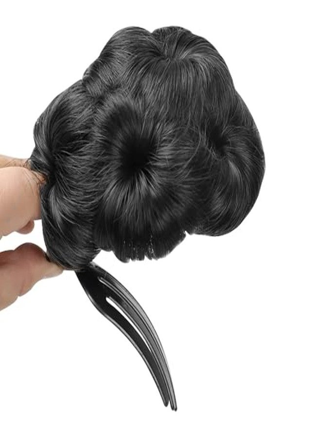 بلوشيا (عبوة من قطعة واحدة) مشابك شعر نسائية على شكل كعكة جودا مع كعكات شعر صناعية للنساء، لون أسود - Image 4