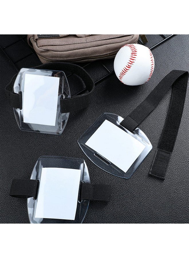 Meanplan 50 Pcs Arm Badge Holder Armband Id Badge Holder Visibility Pvc Id Badge Holder With Adjustable Belt Elastic Armband Badge Clear Name Tag Holder For Work Pass Postcards Universal Size (Black)  - Image 4