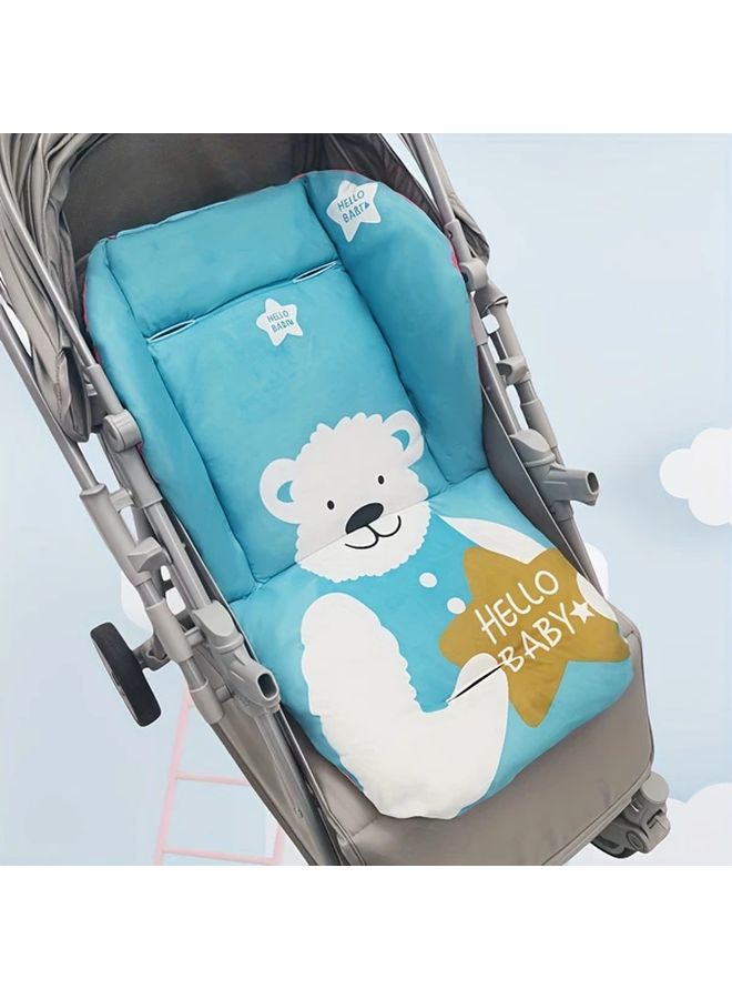 Blue Pink Soft Baby Stroller Cushion Breathable Universal Fit Bear Star Design - Image 3