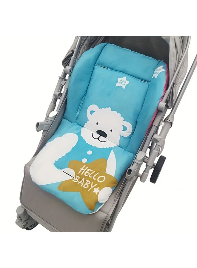Blue Pink Soft Baby Stroller Cushion Breathable Universal Fit Bear Star Design - Image 1