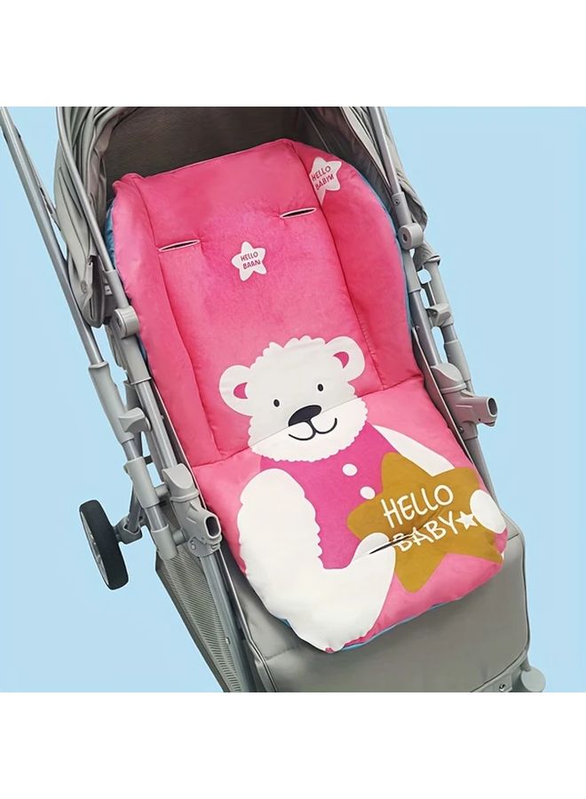 Blue Pink Soft Baby Stroller Cushion Breathable Universal Fit Bear Star Design - Image 5