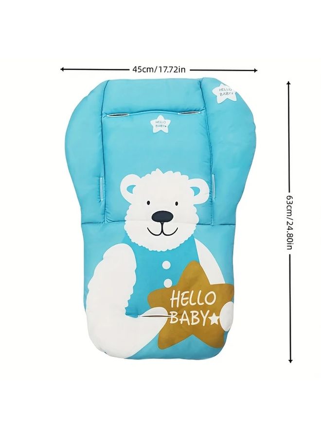 Blue Pink Soft Baby Stroller Cushion Breathable Universal Fit Bear Star Design - Image 2