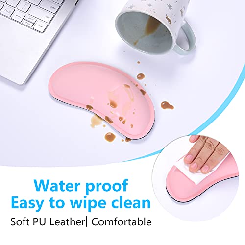 Dapesuom Mouse Wrist Rest, Ergonomic Memory Foam Mouse Wrist for Computer Desk Mats Support, PU Leather Hand Rest Pad Cushion for Gaming, Laptop, Men, Women, Pain Relief & Easy Typing, Pink - Image 5