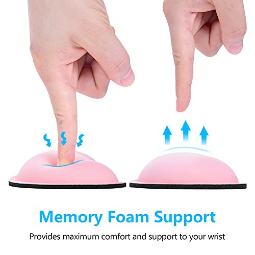 Dapesuom Mouse Wrist Rest, Ergonomic Memory Foam Mouse Wrist for Computer Desk Mats Support, PU Leather Hand Rest Pad Cushion for Gaming, Laptop, Men, Women, Pain Relief & Easy Typing, Pink - Image 3