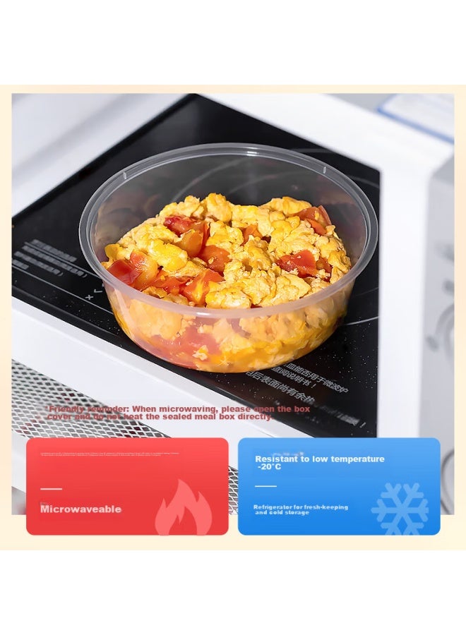 Temeiju Disposable Round Transparent Plastic Lunch Boxes, Thickened With Lids, Takeout Containers, Tableware, 50 Sets, 750 Model - Image 4