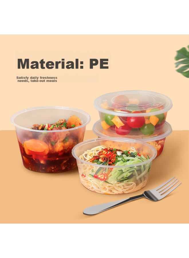 Temeiju Disposable Round Transparent Plastic Lunch Boxes, Thickened With Lids, Takeout Containers, Tableware, 50 Sets, 750 Model - Image 1