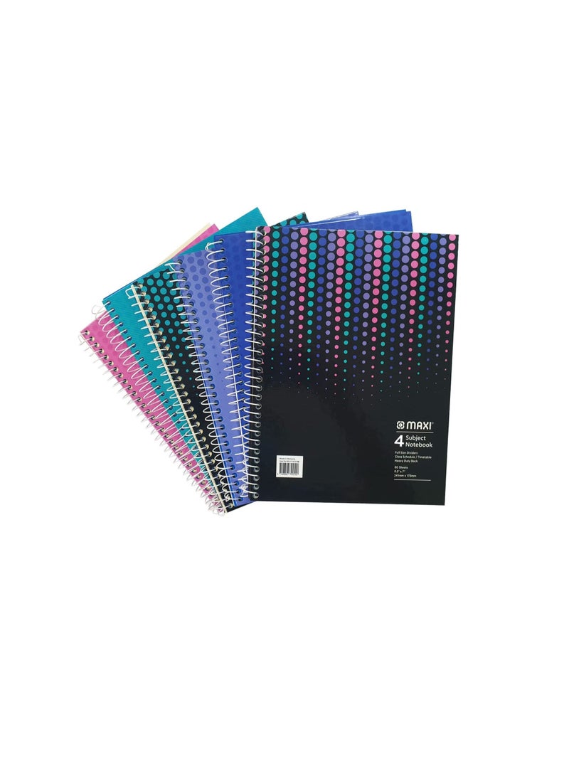 Maxi Spiral Hard Cover 4 Subject Notebook 9.5"X7" 160 Sheets - Image 1