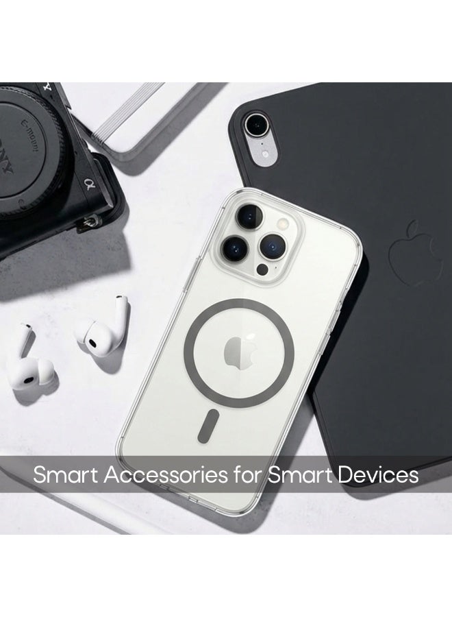 أزتك غطاء آيفون 13 برو 6.1 بوصة مغناطيسي بتصميم نحيف ومقاوم للصدمات ظهر مطفي شبه شفاف مقاوم للخدوش وبصمات الأصابع حماية كاملة لعدسة الكاميرا متوافق مع MagSafe ويدعم الشحن اللاسلكي كفر خفيف وأنيق لآيفون 13 برو - Image 2