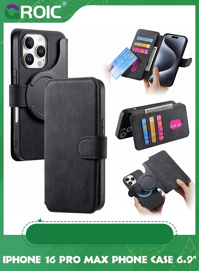 GROIC iPhone 16 Pro Max Case,Magnetic Magsafe case for iPhone 16 Pro Max, iPhone 16 Pro Max Wallet Case with Card Holder,iPhone 16 Pro Max Phone Cover,Leather Flip Folio Case  for iPhone 16 Pro Max 6.9'' - Image 1