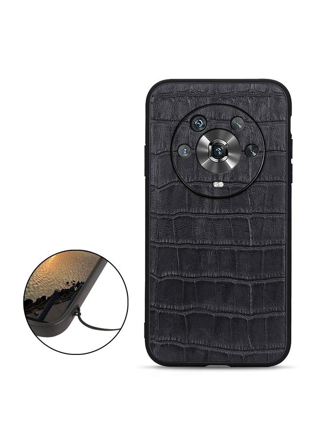 S-TOP Case For Honor Magic4 Accurate Hole Crocodile Texture Genuine Leather Phone Case - Image 2