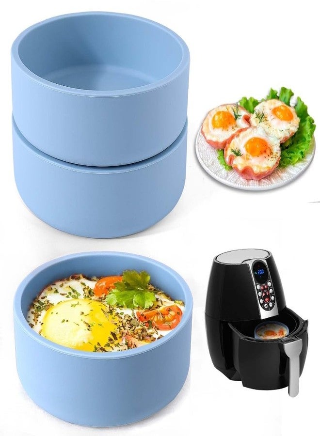 hobbyme Silicone Egg Mold for Air Fryer, 3 PCS Round Sous Vide Egg Bite Maker for Microwave, Reusable 4" Small Soft Egg Bites Pan, Home Kitchen Accessories(Blue) - Image 5