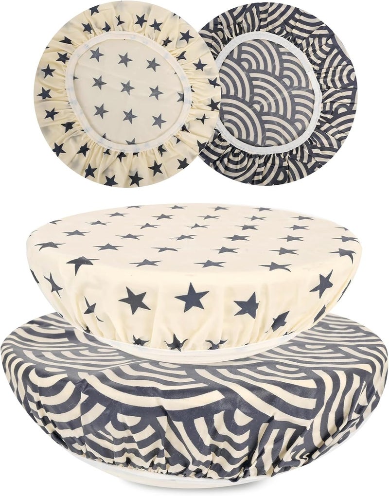 BERBAM Reusable Bowl Covers for Bread Proofing（2 Large）- Cotton Beeswax Bowl Covers Reusable with Elastic Rim, Sourdough Bowl Cover for Food Storage and Food Preservation (10INCH) (star) - Image 1