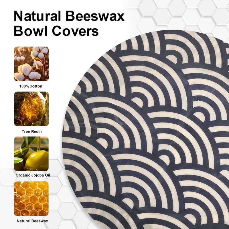 BERBAM Reusable Bowl Covers for Bread Proofing（2 Large）- Cotton Beeswax Bowl Covers Reusable with Elastic Rim, Sourdough Bowl Cover for Food Storage and Food Preservation (10INCH) (star) - Image 4