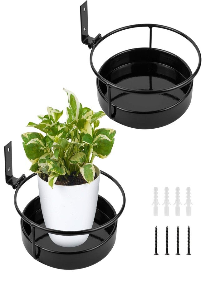 ARTORA Wall Mounted Plant Holder, 2 Pack Metal Flower Pot Wall Hanging Shelf Black Indoor Outdoor Decorative Floating Shelves Planter Hanger Racks for Wall Bedroom Living Room Porch Balcony Decor - Image 1